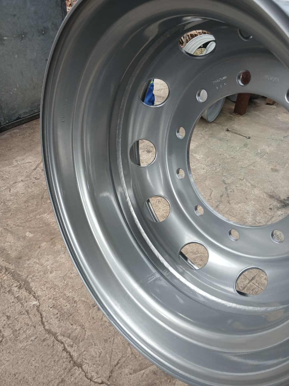 Truck rim powder coated silver