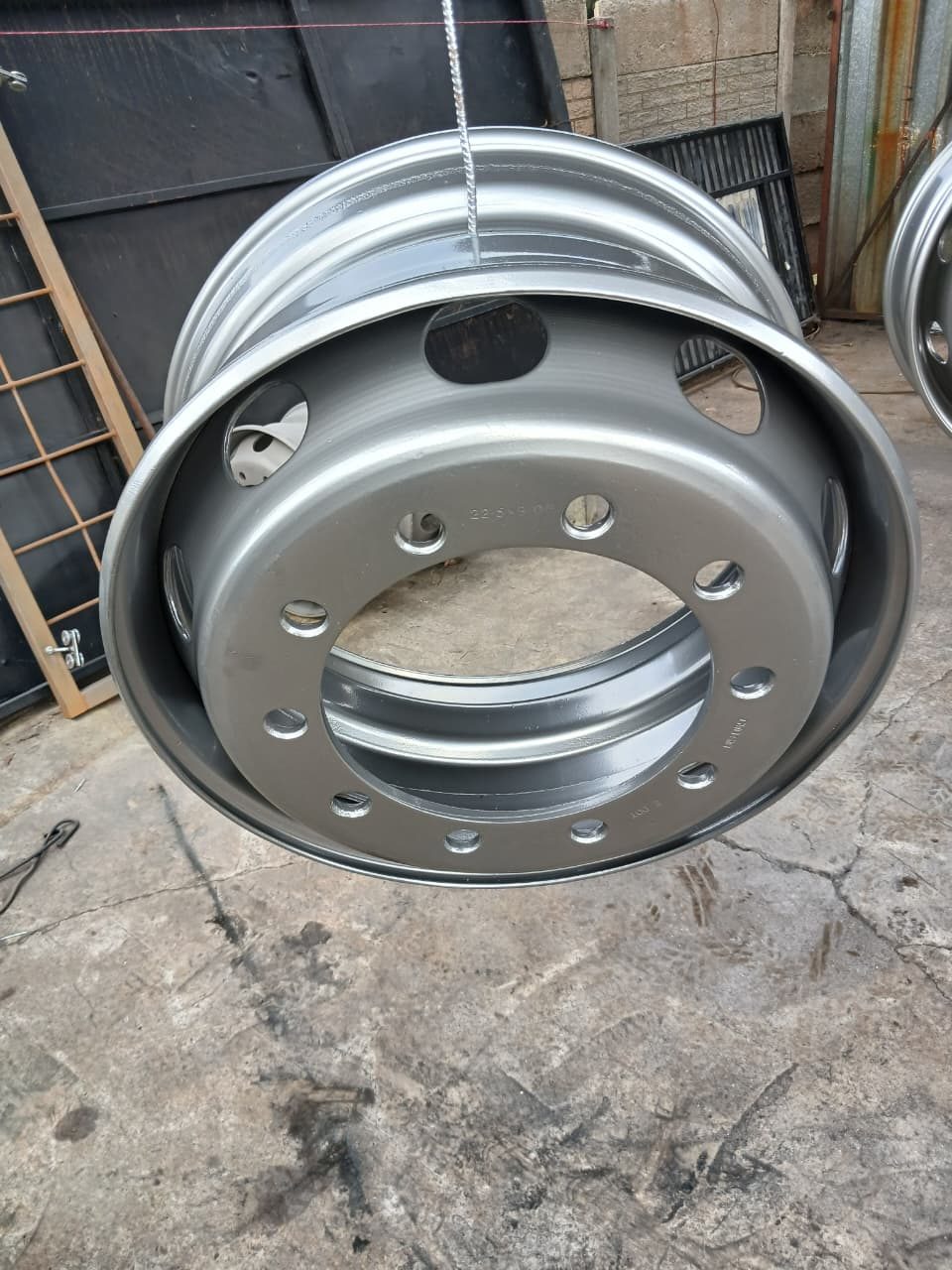 Truck rim powder coated silver
